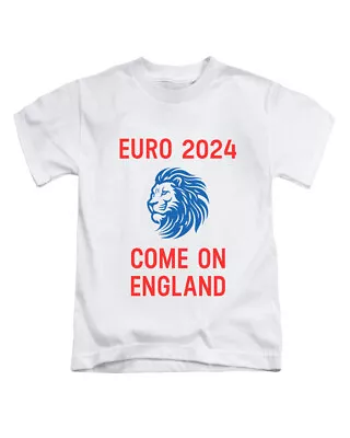 Buy Come On England Kids T-Shirt Childrens Football Tee Top (Red Text & Blue Lion) • 7.95£