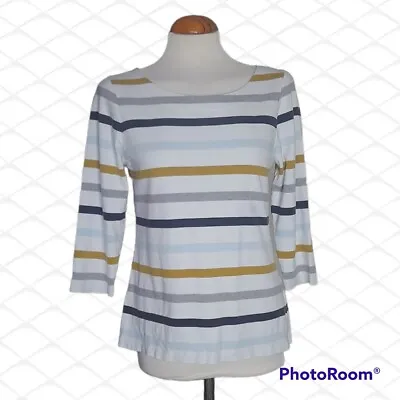 Buy WHITE STUFF.  3/4 Sleeve T-Shirt.  Size 10. 100% Cotton. Stripes. Nautical.  • 15.75£