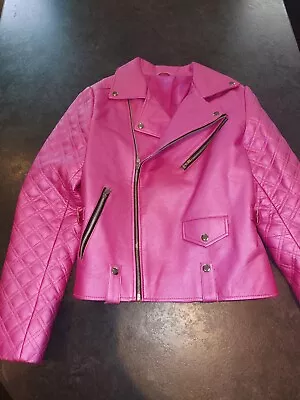 Buy Pink Faux Leather Jacket Size 8-10, Excellent Condition  • 20£