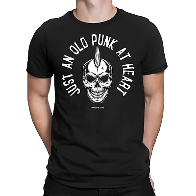 Buy Mens ORGANIC Cotton T-Shirt JUST AN OLD PUNK AT HEART Band Guitar Drums Music • 10.45£