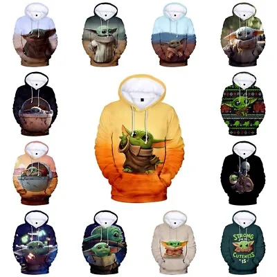 Buy Unisex The Mandalorian Baby Yoda Hoodies Sweatshirt Top Pullover Xmas Gifts UK • 19.18£