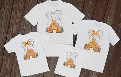 Buy White Matching Shirts Disney Family Castle Gingerbread Matching T-shirts Xmas • 10.49£