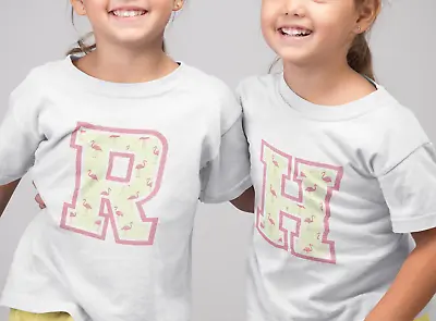 Buy Girls Flamingo Letters Birthday Gift T-Shirt Alphabet Initial Kids Organic • 8.99£