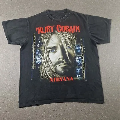 Buy Kurt Cobain Nirvana Shirt Mens Large Black Double Sided Memorial Grunge Rock • 39£