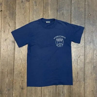 Buy Vintage T-Shirt Boston FIre Department Graphic Single Stitch Tee Navy Mens Small • 25£