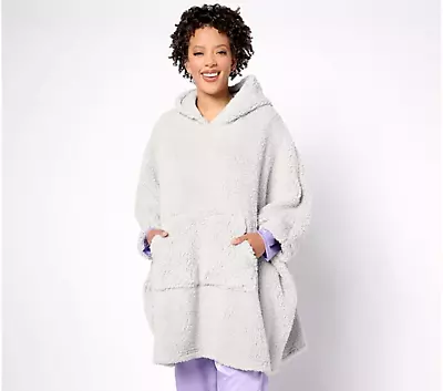 Buy NEW MUK LUKS Women's Jacket Sz XL Sherpa Hooded Pop Over GRAY • 19.20£