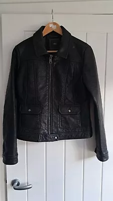 Buy Ladies Next Black Leather Jacket Size 12 • 7.99£
