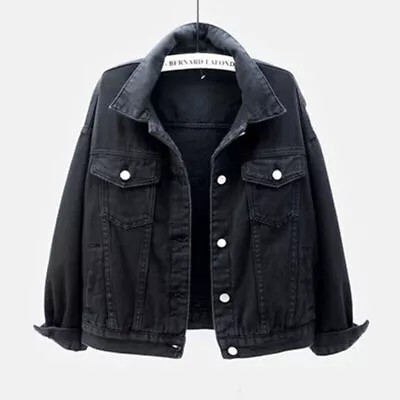 Buy Womens Ladies Stretch Denim Jacket Soft Cotton Loose Plus Zise Stonewash Coat UK • 28.08£