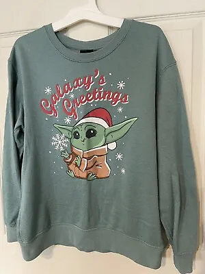Buy Star Wars Mandalorian Baby Yoda Christmas Sweatshirt Galaxy's Greetings Medium • 6.43£