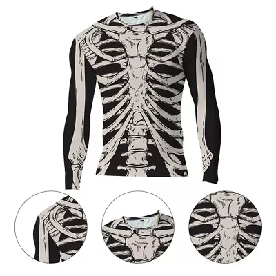 Buy  Men Printed Shirt Skull Shirts For Halloween Bottoming Long Sleeve • 12.99£