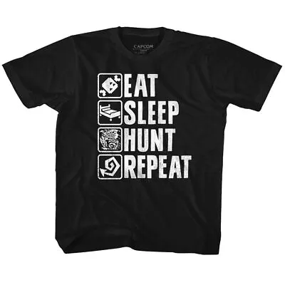 Buy Kids Monster Hunter Hunt Repeat Black Gaming Shirt • 18.55£
