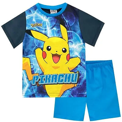 Buy Pokémon Pyjamas Kids PJs Boys Pikachu Nightwear Set Matching Sleepwear Blue Navy • 12.99£