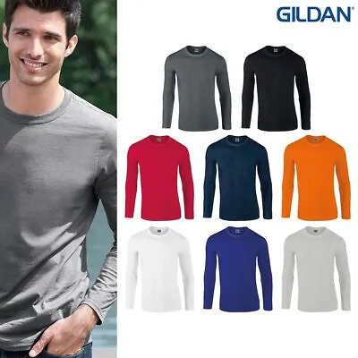 Buy Gildan Softstyle Long Sleeve T-Shirt 64400-Crew Neck Casual Cotton Soft T-Shirt • 7.89£