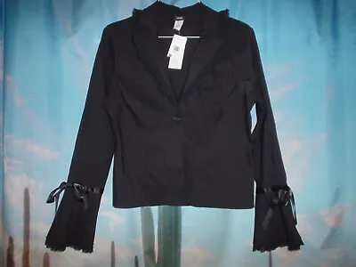 Buy Ladies/juniors (vanity) Blk Gothic Blazer Jacket Coat W/ruffle Trim Sz. Xl (new) • 25.60£