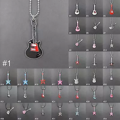 Buy Guitar Pendant Necklace Mens Ladies Womens Boys Girls Unisex Jewellery UK SELLER • 2.99£