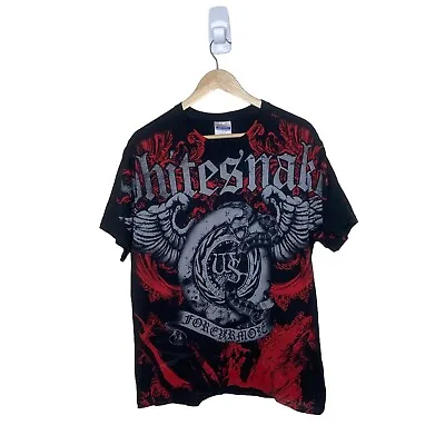 Buy Whitesnake Band Graphic T-Shirt All Over Print Wing Snake Hanes Heavyweight L • 29.99£