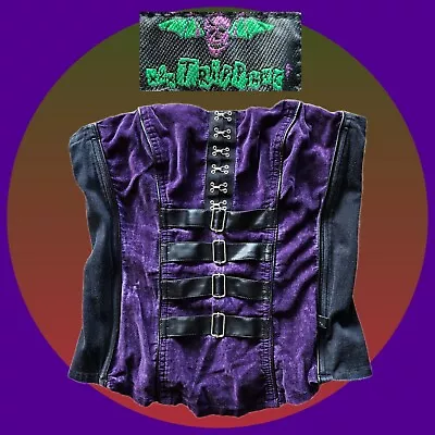 Buy Tripp NYC Corset Large Purple Velvet Lace Bustier Lace Up Top Y2K Punk GOTH Zip • 67.25£