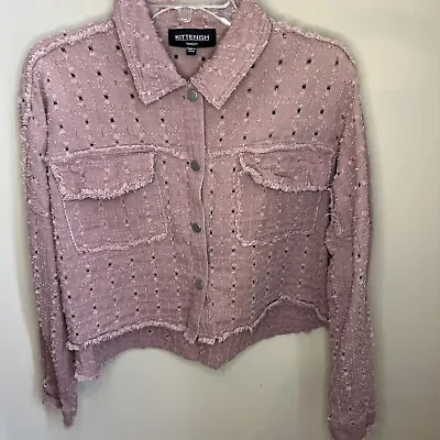 Buy Kittenish Women Pink Jacket Medium Super Soft Distressed Denim 100% Cotton • 13.44£