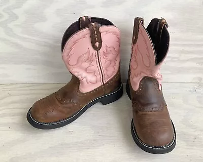 Buy Justin Gypsy Gemma Women’s Distressed Brown & Pink Leather Cowgirl Boots Sz 9 B • 44.09£