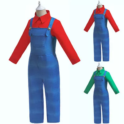 Buy Toddlers Kids Boys Girl Super Mario Luigi Bros Cosplay Costume Outfit Clothes UK • 21.49£