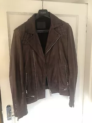 Buy MENS ALL SAINTS CONROY OXBLOOD  Leather Biker Jacket LARGE • 120£