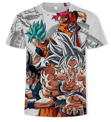 Buy Mens Summer DBZ Super Saiyan God Son Goku Printing Short Sleeve T-shirt S-6XL • 15.59£