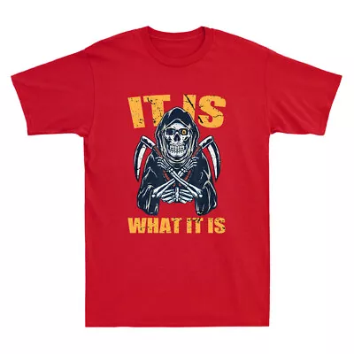 Buy It Is What It Is Cloaked Skeleton Grim Reaper Vintage Men's Short Sleeve T-Shirt • 13.99£