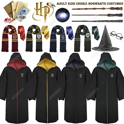 Buy Harry Potter Hogwarts Adult Child Robe Cloak Tie Scarf Har Glasses Wand Costumes • 8.59£