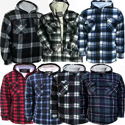 Buy New Mens Padded Shirt Fur Fleece Lined Hoodie Work Lumberjack Sherpa M-2XL • 16.99£