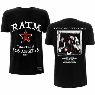 Buy RAGE AGAINST THE MACHINE  Official Unisex T- Shirt - Battle Star - Black Cotton • 18.99£