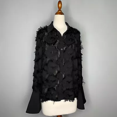 Buy NWT Queen Bee Of Beverly Hills Black Ally Eyelash Blouse Size Medium $185 • 80.32£