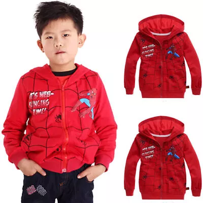 Buy Boys Kids Children Hoodie Spider-Man Zipper Coat Sweater Jacket Tops Cartoon  • 14.91£