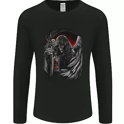 Buy Grim Reaper Biker Gothic Heavy Metal Skull Mens Long Sleeve T-Shirt • 10.99£