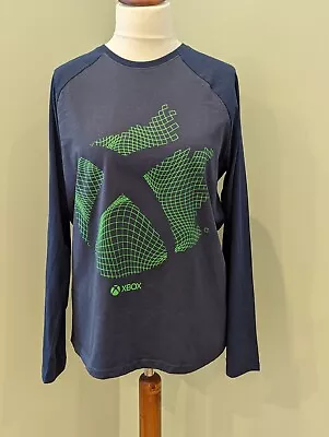 Buy Official X Box Difuzed Long Sleeve Dark Navy Blue T Shirt With Motif Size L New • 1.49£