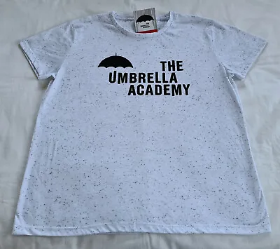 Buy The Umbrella Academy Ladies White Logo Printed Short Sleeve T Shirt Size XL New • 12.39£