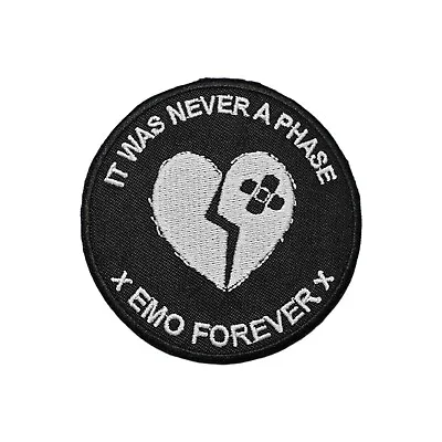 Buy Emo Forever It Was Never A Phase Iron On Patch Broken Heart Black Goth Badge • 4.50£
