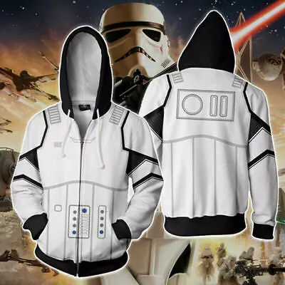 Buy Star Wars Imperial Stormtrooper Hoodie Printed Imperial Army Zipped Jacket Coat • 19.19£