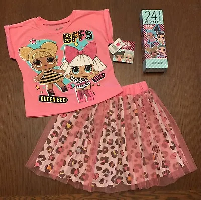 Buy LOL Surprise Girls Outfit Clothes Pink Shirt Leopard Skirt Tutu 5T 6T 5 6 Puzzle • 12.06£