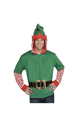 Buy Elf Christmas Hoodie Xmas Elf Hoody Festive Zip Up Jacket Adults Fancy Dress New • 9.99£