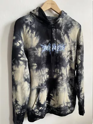 Buy Allsaints TEMPEST OTH Hoodie Bleach Dye Black Cotton Pullover Men’s S-M #421 • 24.99£