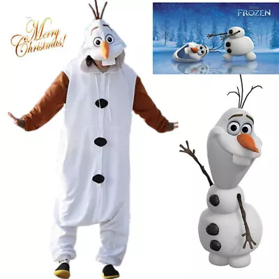 Buy Olaf Frozen Adult Snowman Costume Cosplay Kigurumi Pajamas Bodysuit Christmas UK • 15.46£