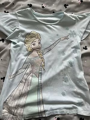 Buy Disney Store Blue Elsa T Shirt Size 9-10 Years • 3£