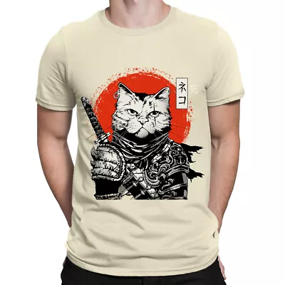 Buy Cat Samurai Catana Kitty Warrior Mens T-Shirt | Screen Printed • 12.95£
