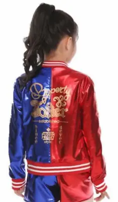 Buy Girls Harley Quinn Satin Red And Blue Jacket  Halloween Cosplay Party Age 13 • 12.99£