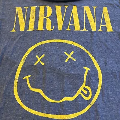 Buy NWOT Men's Nirvana Smiley Face Tongue Out Classic T-Shirt Medium Kurt Cobain • 7.57£