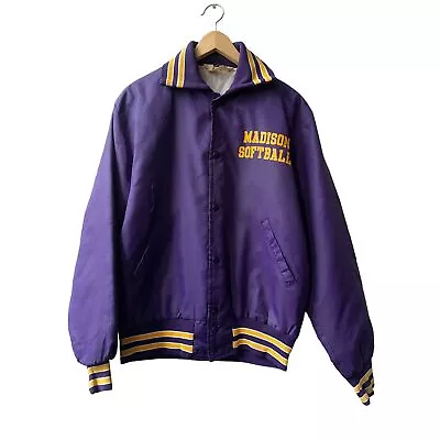 Buy Vintage American Varsity Purple Jacket College Softball Bomber Men Large • 31.99£