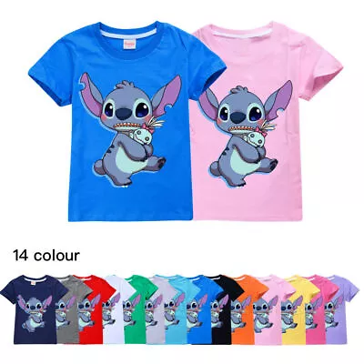 Buy Kids Lilo And Stitch Ohana Short Sleeve 100% Cotton T-shirt Tee Tops Gift • 7.99£