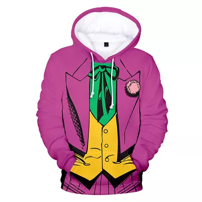 Buy Women Men 3D Print Hoodies Pullovear Sweatshirts Joker Fake Two Pieces Cosplay • 20.39£
