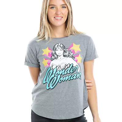 Buy Official DC Comics Ladies Wonder Woman Stance Fashion T-shirt Grey Sizes S - XL • 13.99£