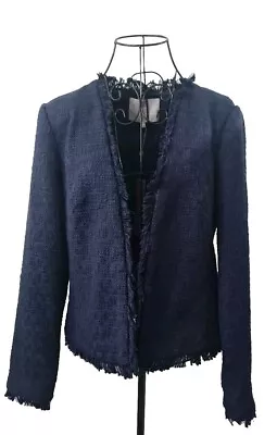 Buy Fenn Wright Manson Ladies Navy Short Jacket Size 12 Fully Linen BNWT • 35£